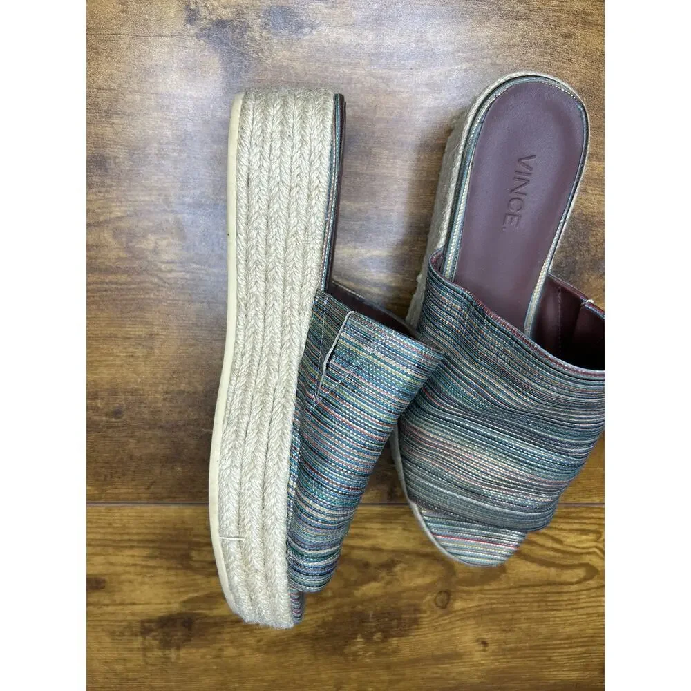 Vince‎ Solana Striped Espadrille Mule Sandal Size 7.5